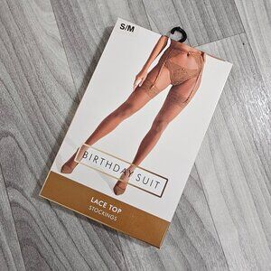 Ann Summers Tan/Nude Lace Top Sheer Stockings Size S/M